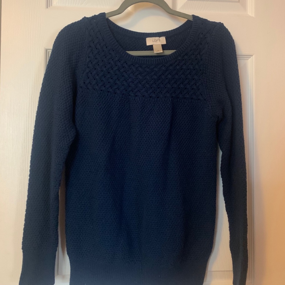 Loft Navy Blue Crewneck Sweater Sweatshirt